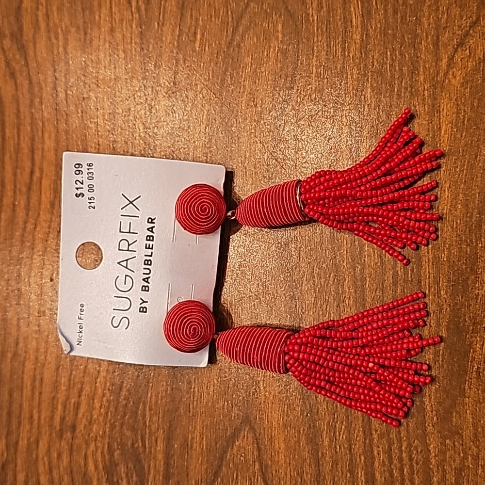 Sugar fix by Baublebar BNWT prep lily ish fringe dangle coral bead earrings BNWT